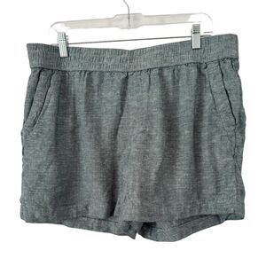 Sonoma Linen Blend Green/Gray Pull On Casual Women’s Lagenlook Shorts Size Large
